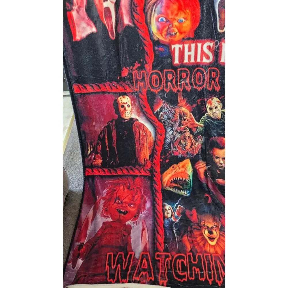 My Horror Movie Watching Blanket 60x80 Jason Michael Myers Freddy Chucky NWOT
